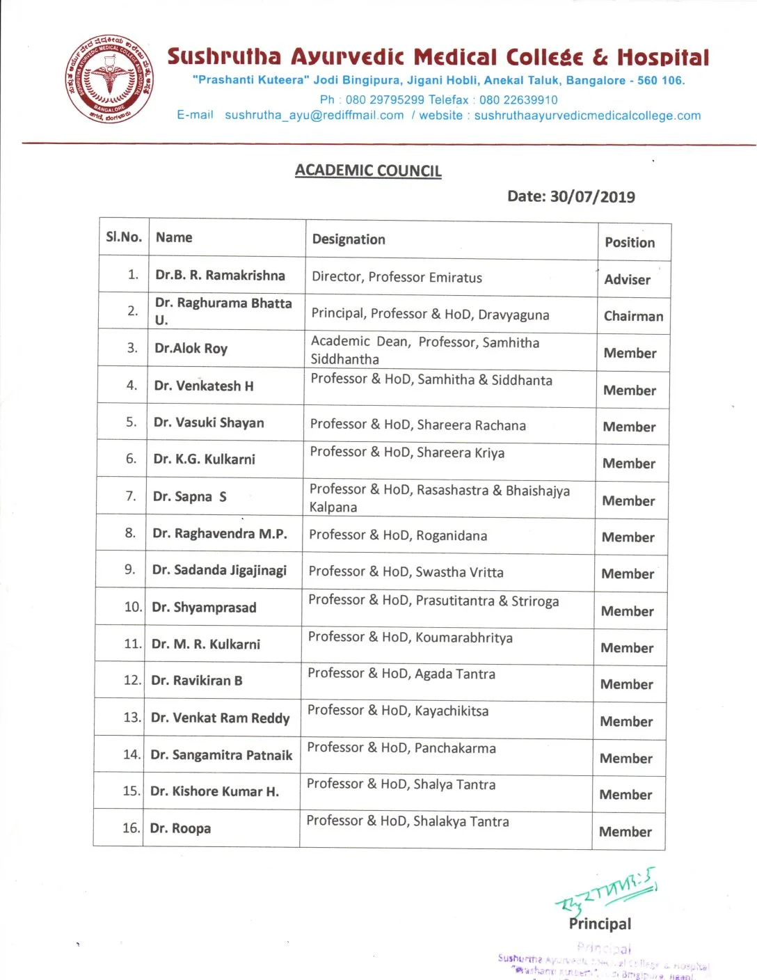 Chairman Dr. Ramesh S. Vaidya